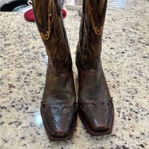 * NOT AVAILABLE *Tony Lama Tan and Brown Leather Cowboy Boots
